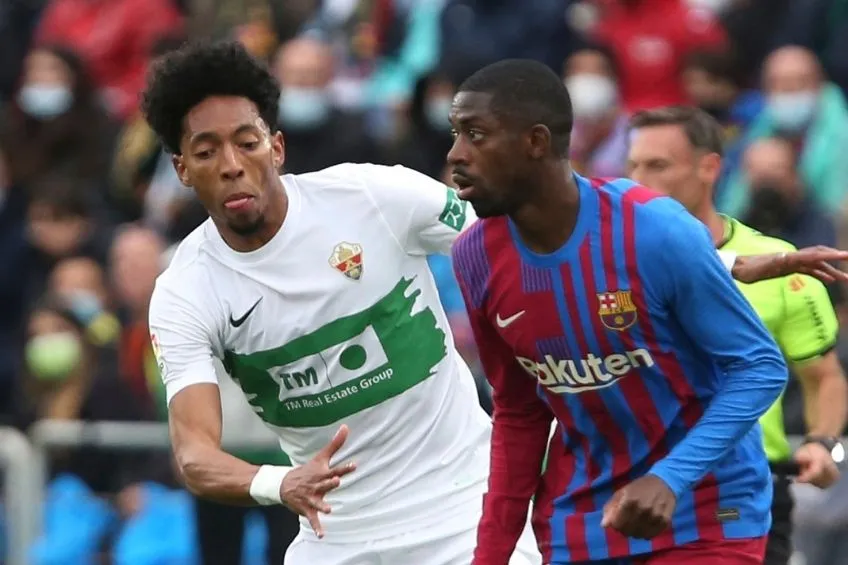 AP Dembélé durante un partido del Barcelona