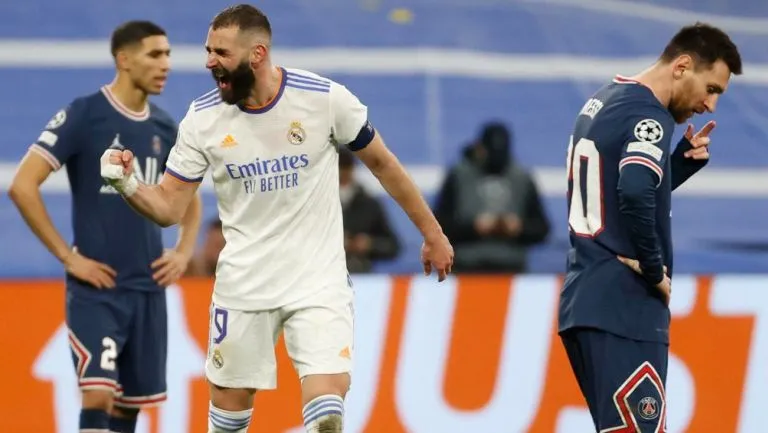 EFE Karim Benzema festejando gol ante el París Saint-Germain