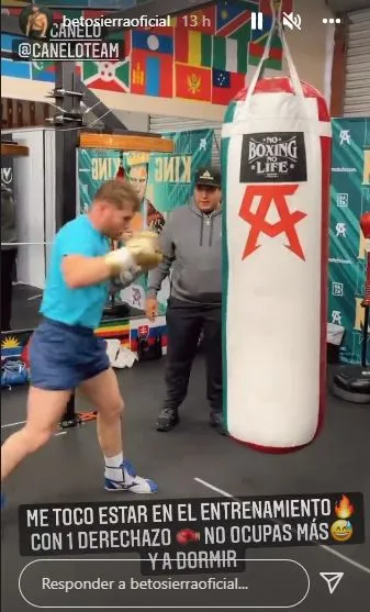 INSTAGRAM @betosierraoficial Entrenamiento del Canelo compartido por Beto Sierra