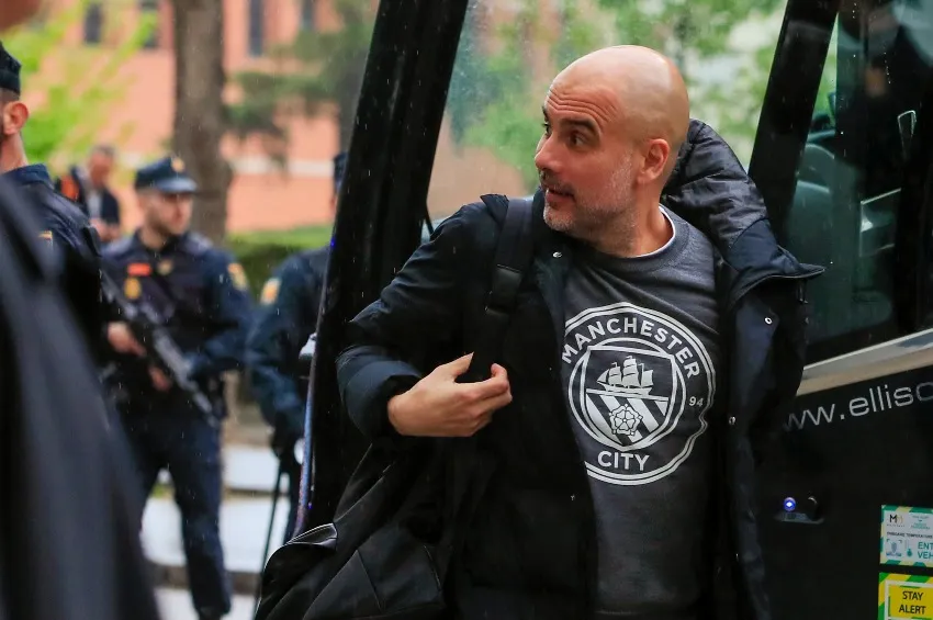 AP Guardiola en su llegada a Madrid