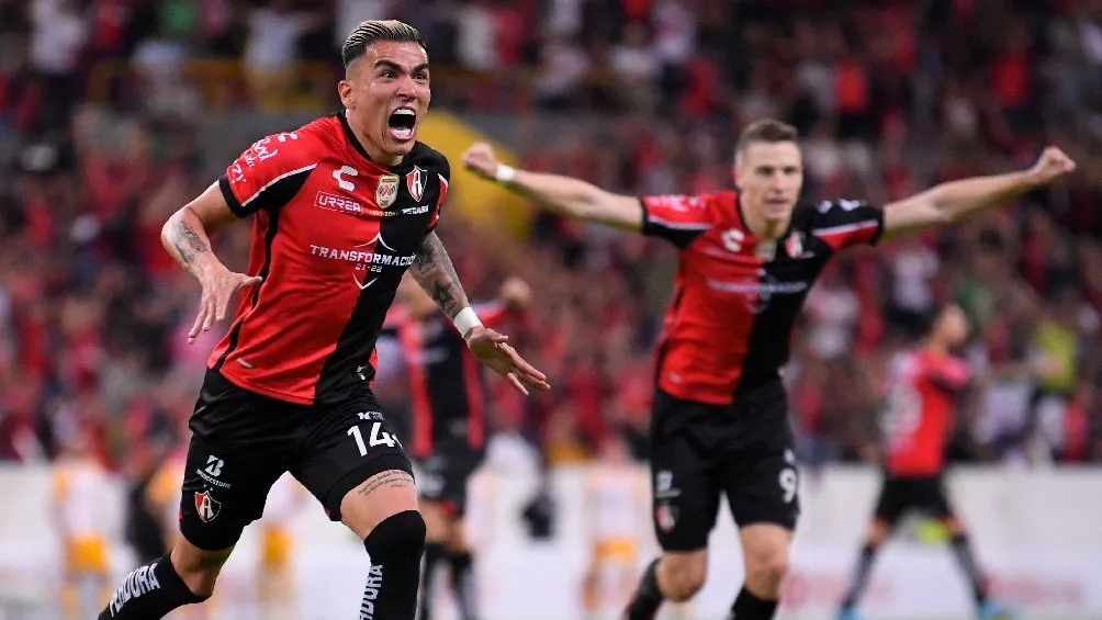 IMAGO7 Luis Reyes festejando anotación del Atlas en Liga MX
