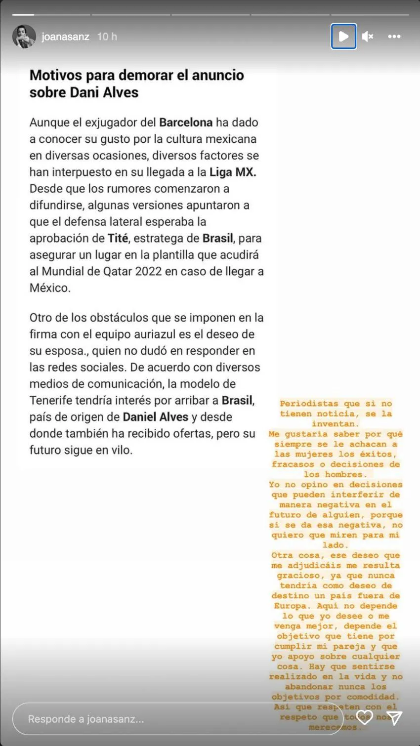 TWITTER: @joanasanz Historia de Joana Sanz