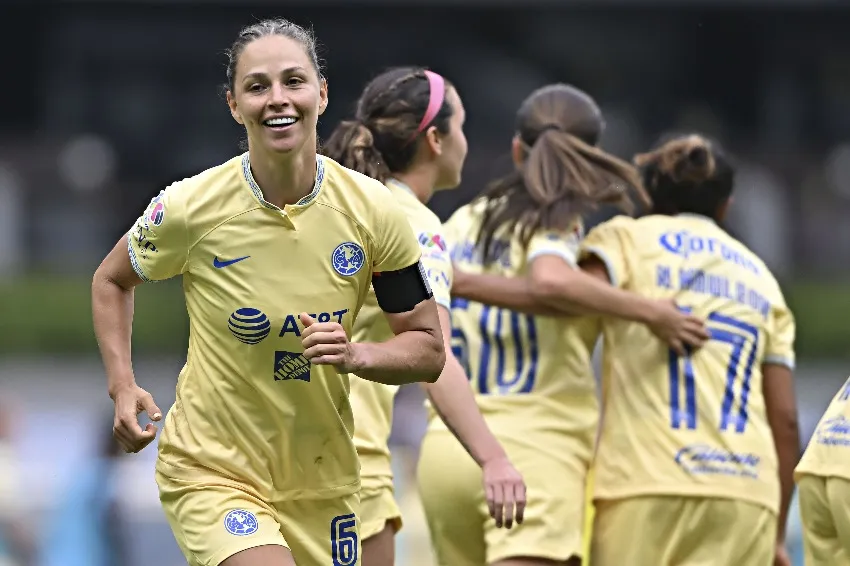 IMAGO 7 América Femenil celebrando su gol vs Leverkusen