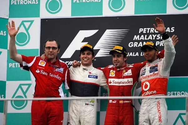 ESPECIAL Sergio 'Checo' Pérez, Fernando Alonso y Lewis Hamilton en el GP de Malasia 2012