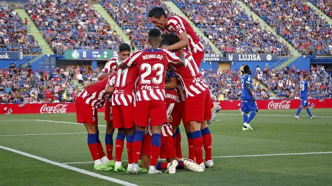 TWITTER @Atleti Jugadores del Atlético de Madrid en festejo