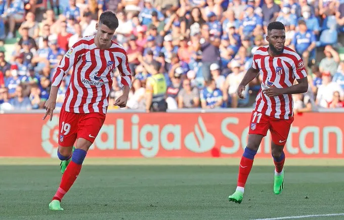 TWITTER @Atleti Álvaro Morata en festejo con el Atleti