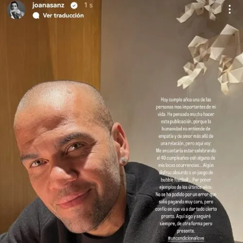INSTAGRAM: @joanasanz Mensaje de Joana Sanz a Dani Alves