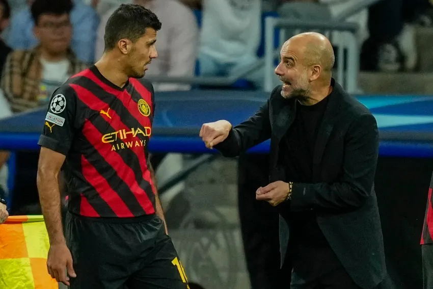 AP Rodri y Guardiola en la Ida