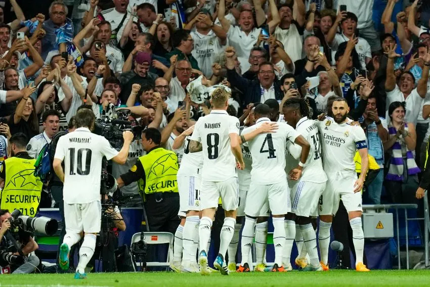 AP Real Madrid en celebración de gol ante el City