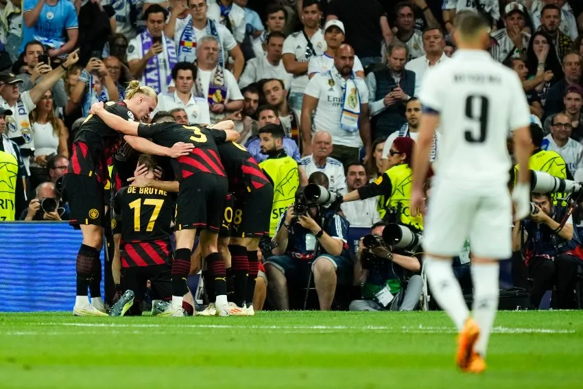 AP Manchester City en celebración de gol ante el Madrid