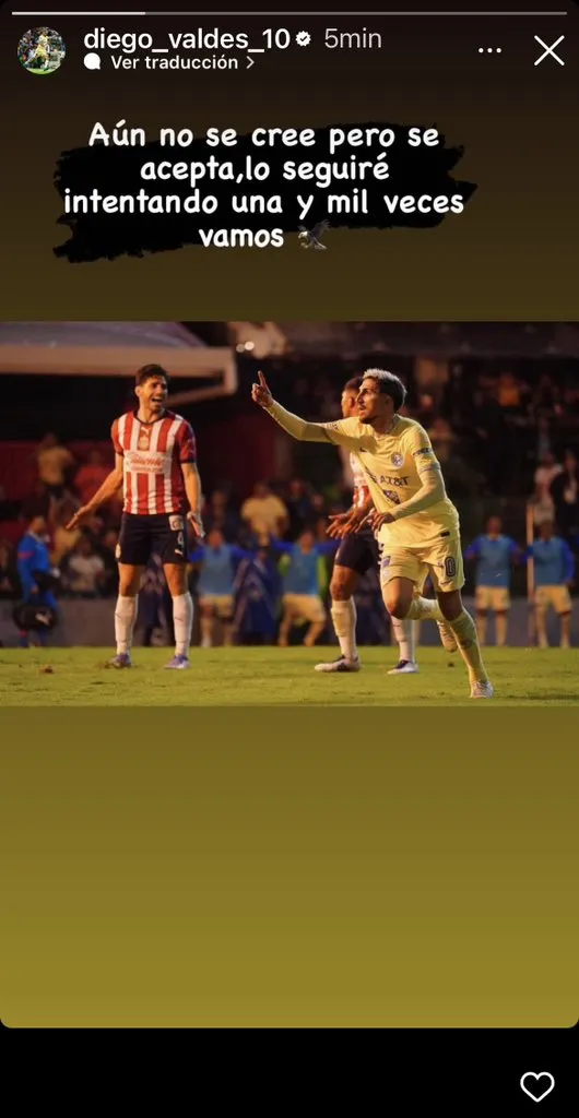 CAPTURA DE PANTALLA INSTAGRAM @diego_valdes_10 El mensaje en redes del futbolista