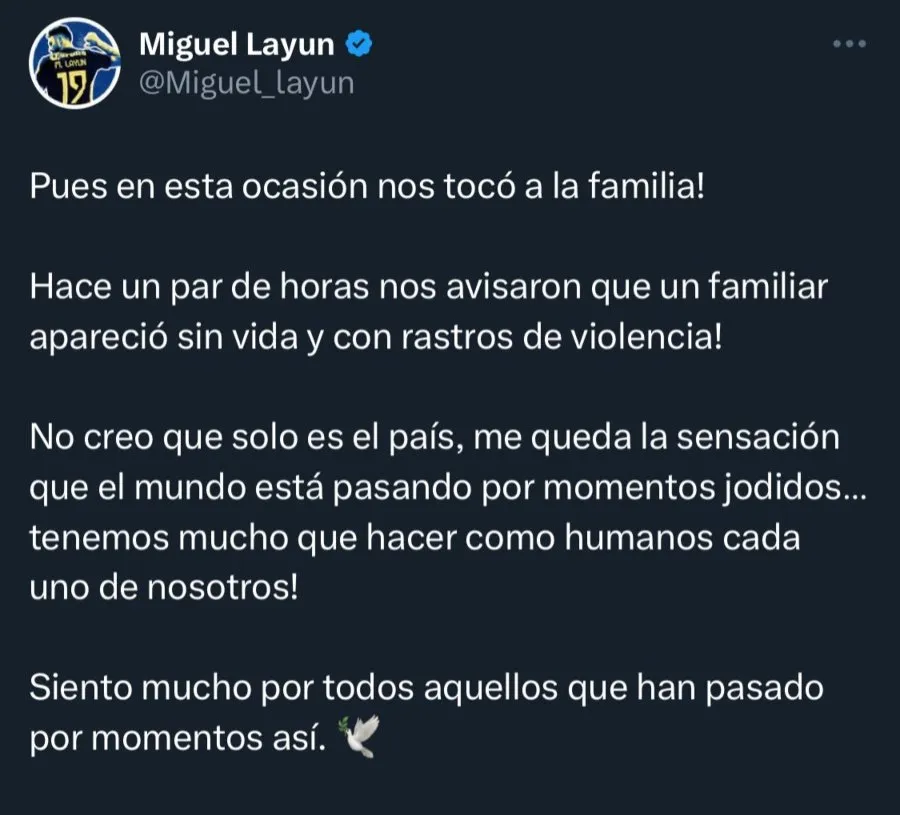 CAPTURA DE PANTALLA: TWITTER Tweet de Miguel Layún