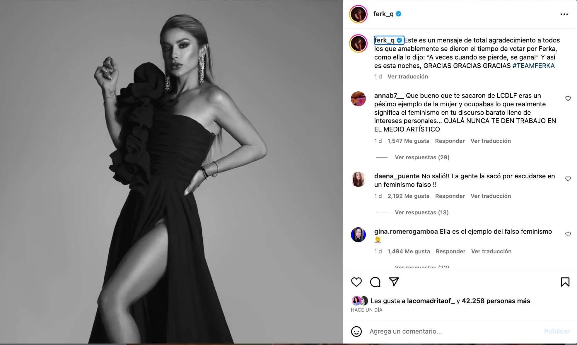 INSTAGRAM: @ferk_q Ferka fue blanco de críticas en redes.