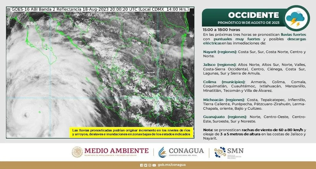TWITTER @conagua_clima Información del Huracán Hilary