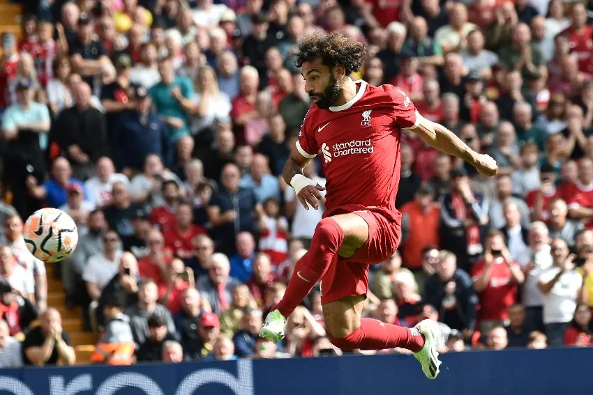 AP Salah en un juego del Liverpool