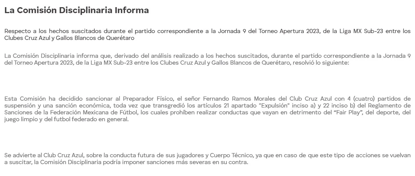 TWITTER La resolución de la Comisión Disciplinaria