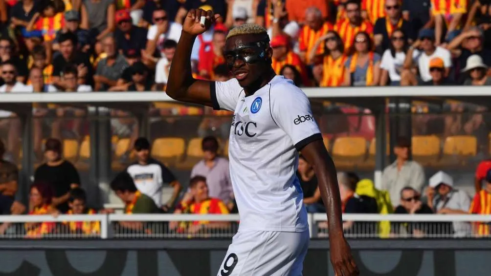 AP Osimhen en celebración durante el partido contra el Lecce