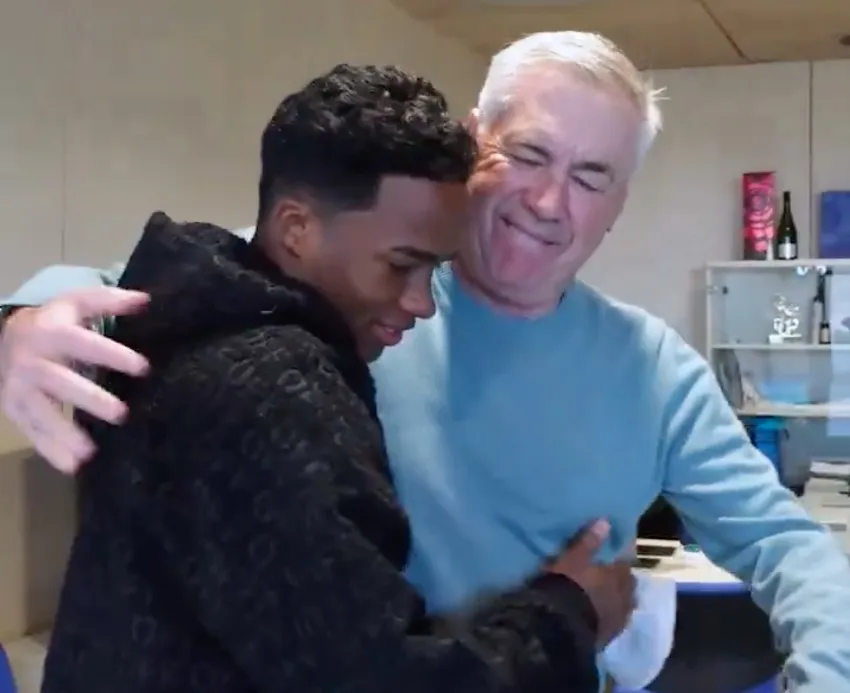 CAPTURA DE PANTALLA | @realmadrid Endrick en su primer encuentro con Ancelotti