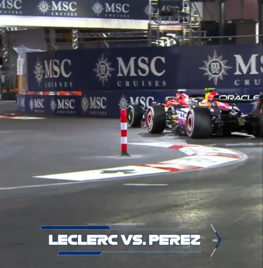 CAPTURA DE PANTALLA: VIDEO Leclerc adelantó a Checo en las últimas curvas el GP de Las Vegas