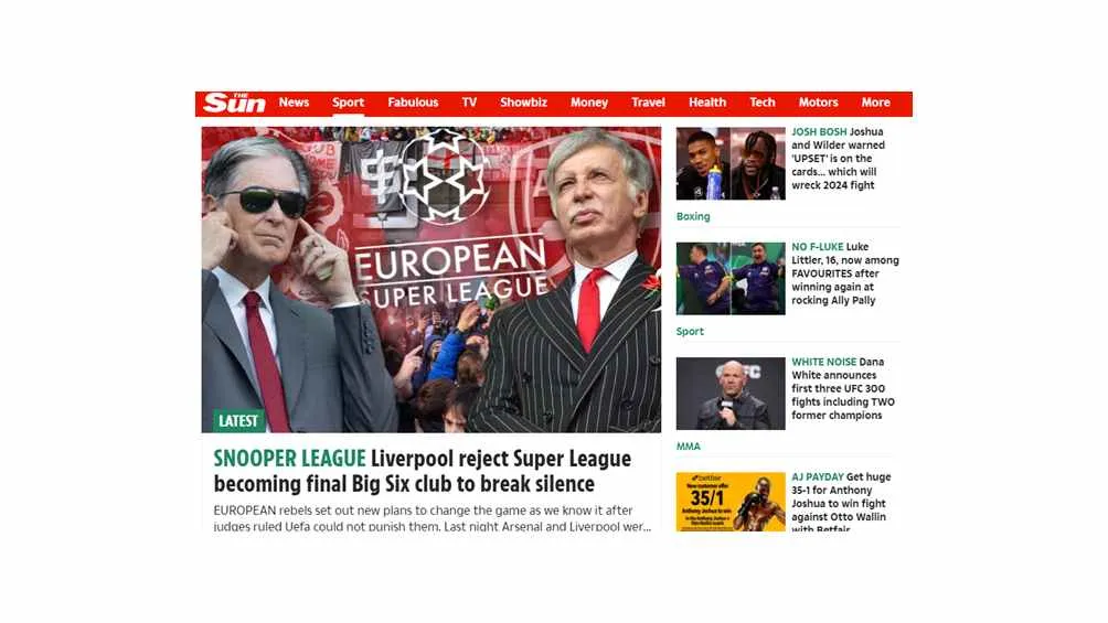 CAPTURA DE PANTALLA Th Sun no tuvo información del partido