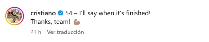 CAPTURA DE PANTALLA Publicación de Cristiano Ronaldo