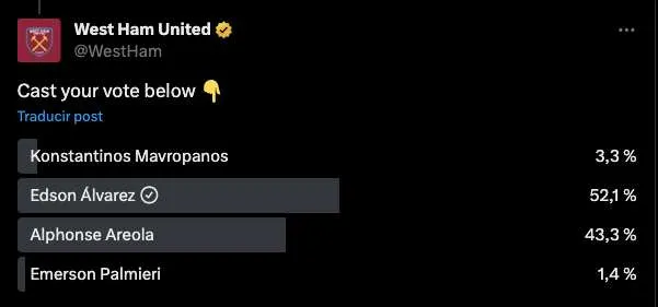CAPTURA DE PANTALLA Los resultados de la votación por el MVP del partido