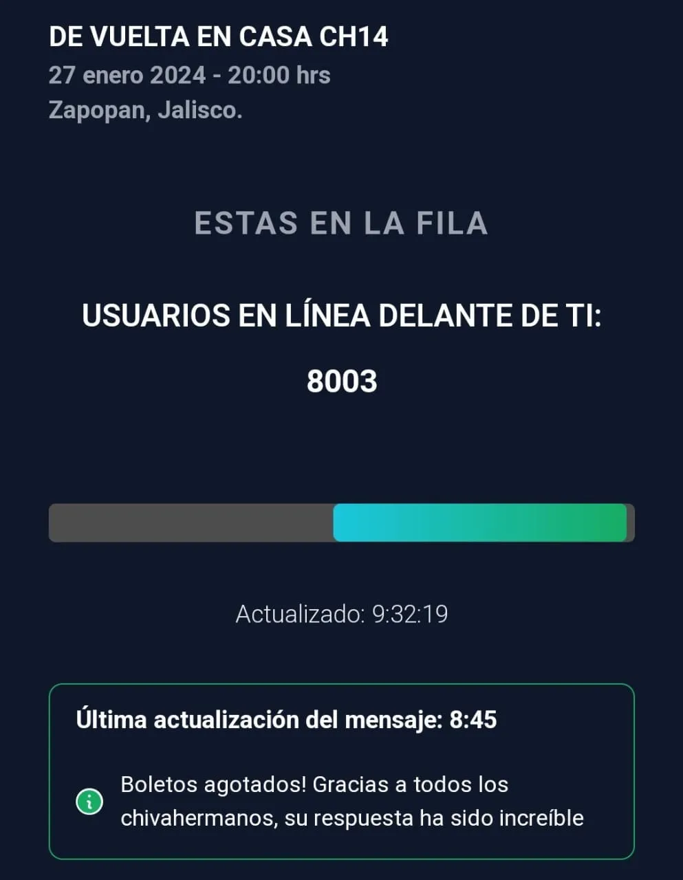 Boletomovil La pagina web anunciaba boletos agotados