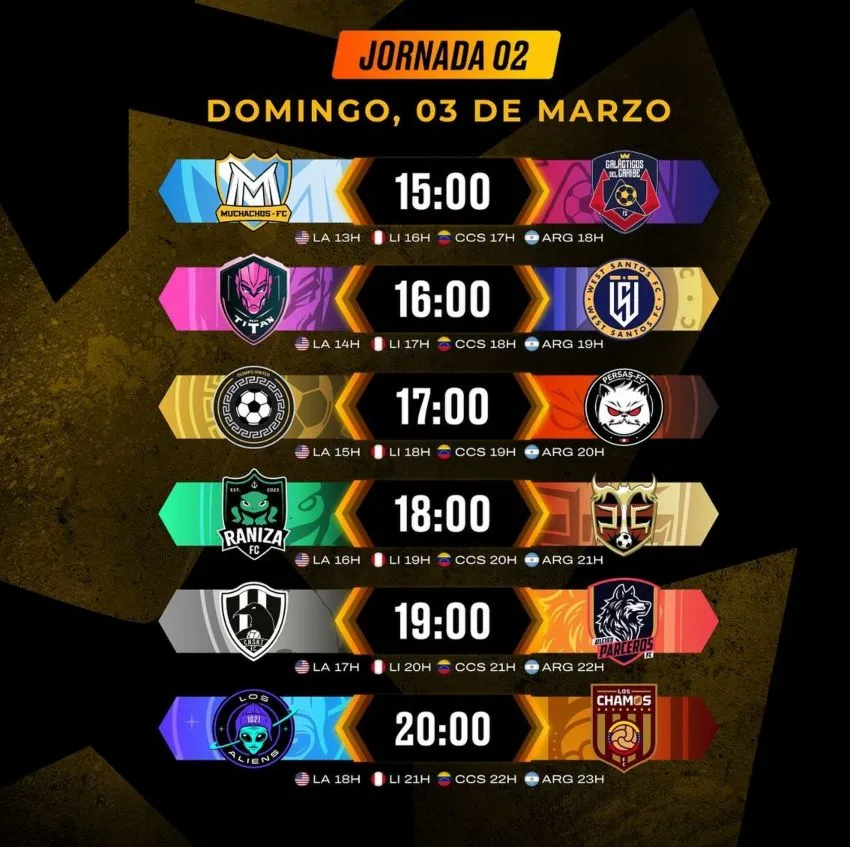 INSTAGRAM: @kingsleagueamericas Los partidos que se jugarán en la jornada 2