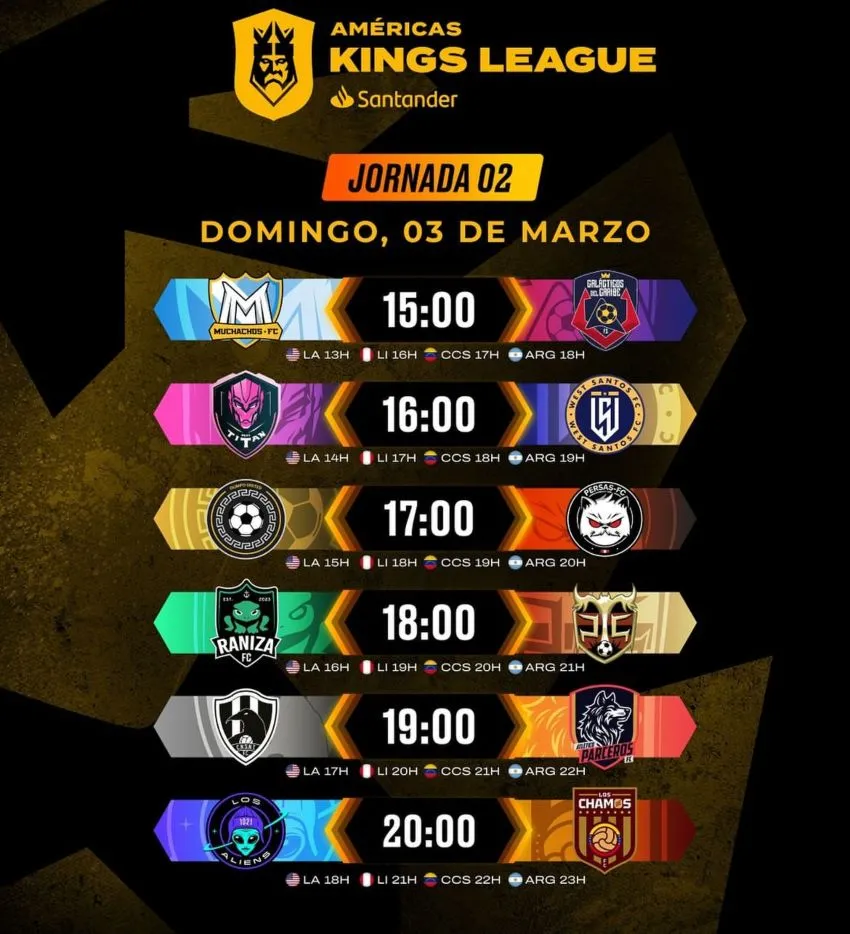 INSTAGRAM: @kingsleagueamircas Los partidos de este domingo