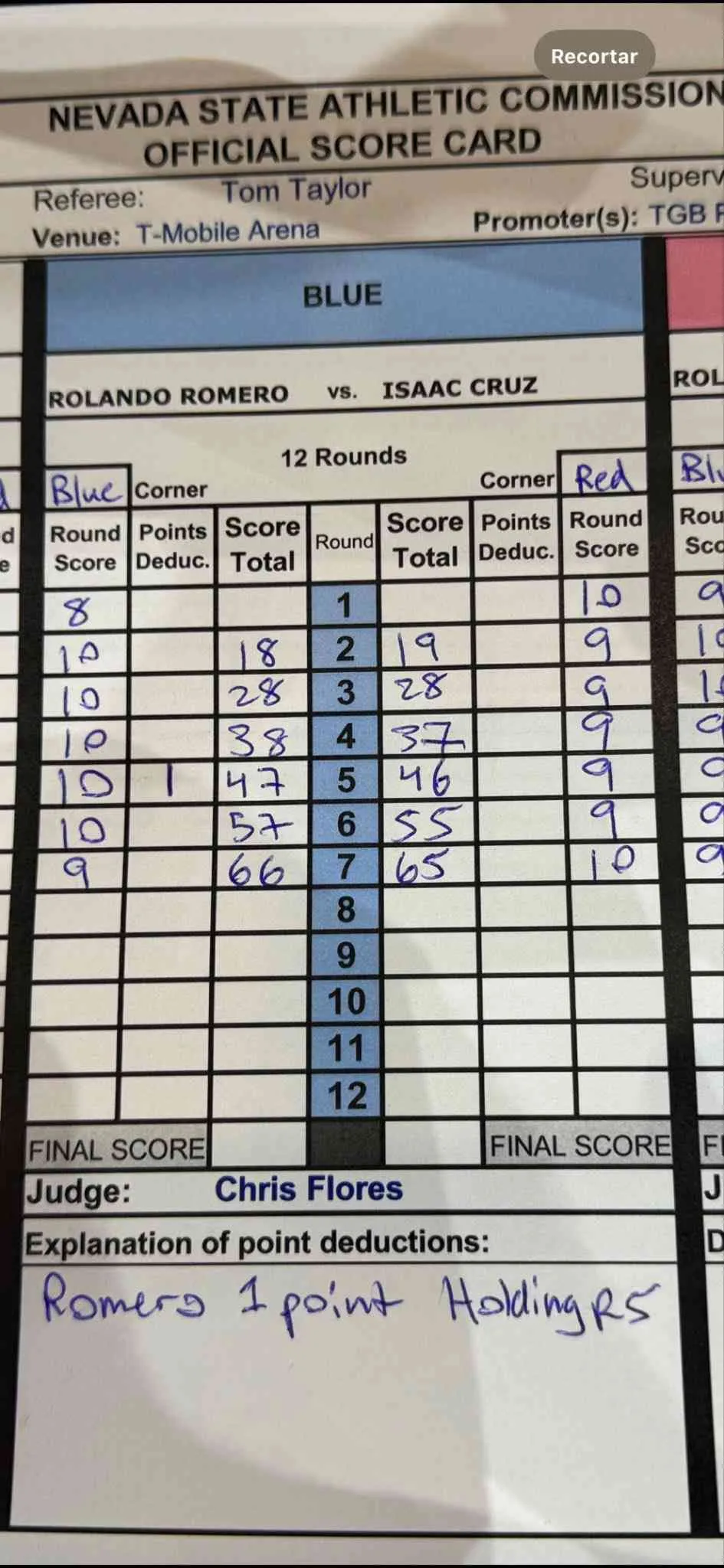 X: @elzarcaguilar Tarjetas del juez Flores