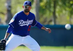 El Titán González, durante un entrenamiento con los Dodgers