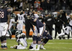 Cody Parkey se lamenta tras fallar un gol de campo