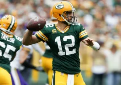 Aaron Rodgers en acción con Green Bay