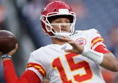 Mahomes, en un calentamiento de Chiefs