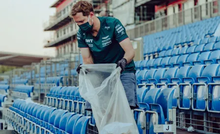 F1: Sebastian Vettel  ayudó a recoger la basura tras GP de Gran Bretaña