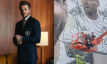 David Beckham la hace de 'pintor' en mural dedicado a Messi previo a su llegada al Inter de Miami