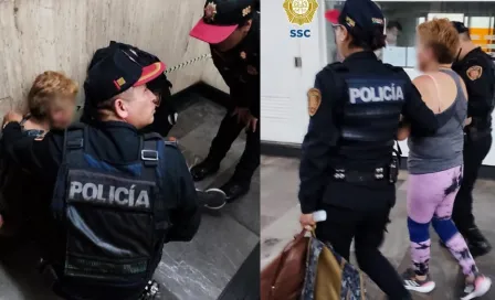 Mujer intenta arrojarse al paso del tren en la estación del Metro Merced y policías lo impiden