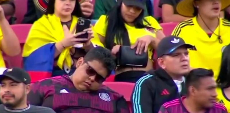 Mexican Soccer Fan Caught Sleeping During Mexico vs. Colombia Match Goes Viral