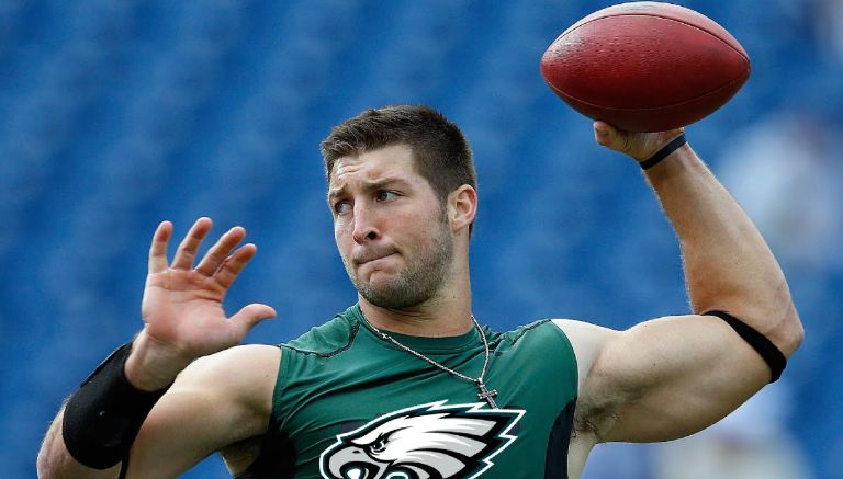 Tim Tebow, en una práctica de Filadelfia