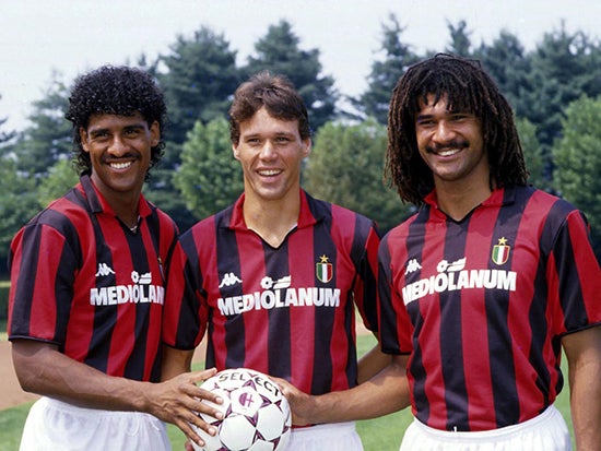 Van Basten, Rijkaard y Gullit, en su llegada al Milan