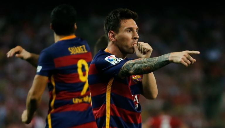 Messi celebra un gol con Barcelona