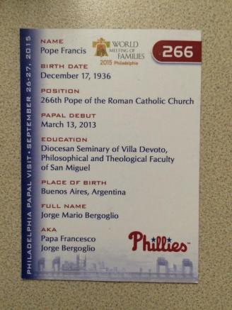 Datos del Papa en la tarjeta de novato