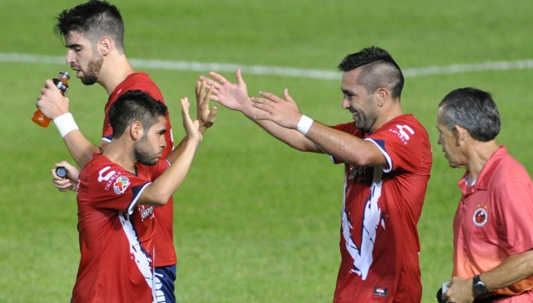 Jugadores de Veracruz festejan un gol