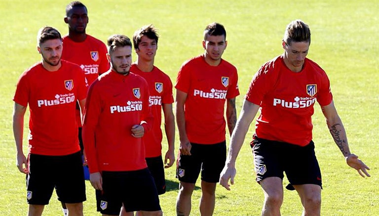 Jugadores del Atlético en entrenamiento