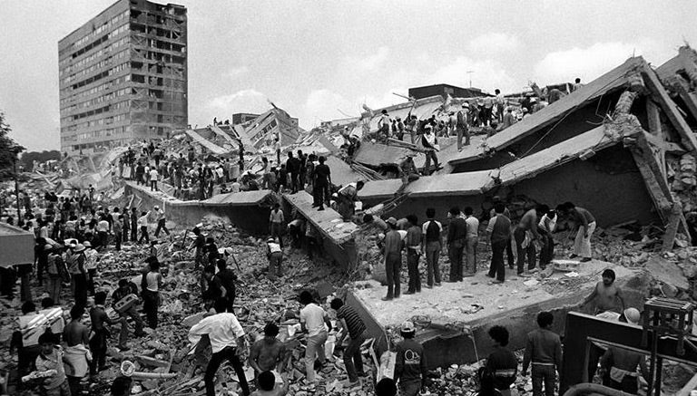 Uno de los edificios que se derrumbaron en el sismo del 85