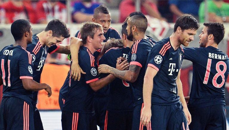 Los jugadores de Bayern festejan un gol frente al Olympiacos