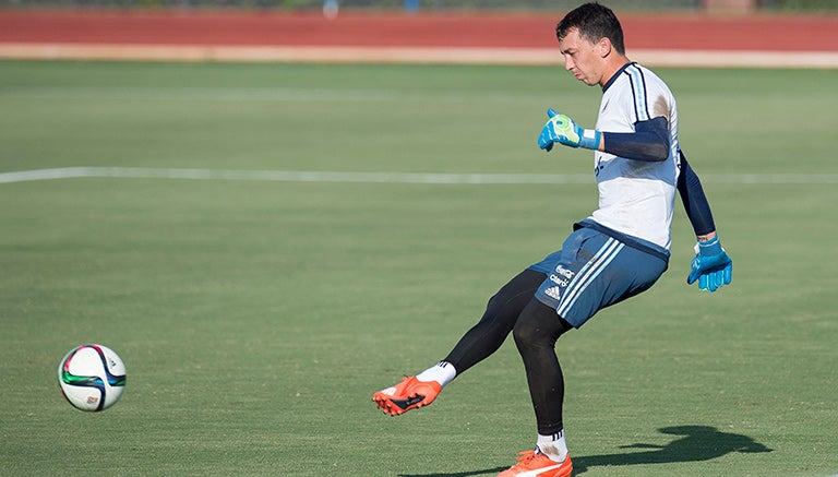 Marchesín, en un entrenamiento de la Albiceleste