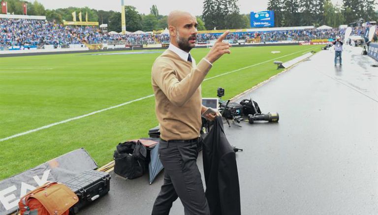 Pep Guardiola antes de un partido