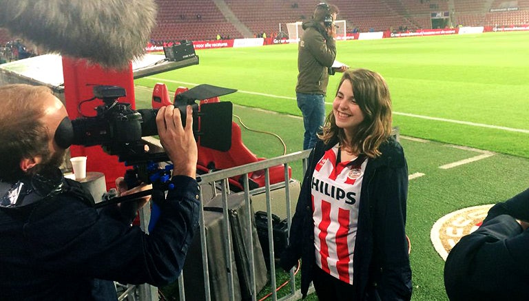 María, en el estadio del PSV