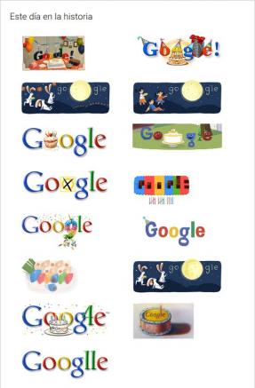 Así el Doodle en los aniversarios de la empresa Google